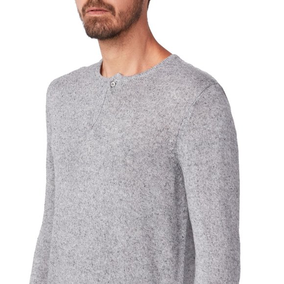 Paige light heather grey Fielder henley long sleeve sweater - Picture 10 of 12